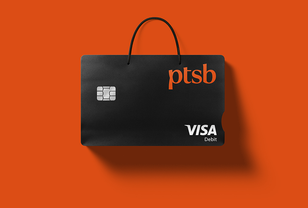 A PTSB Debit Card disguised as a paper shopping bag